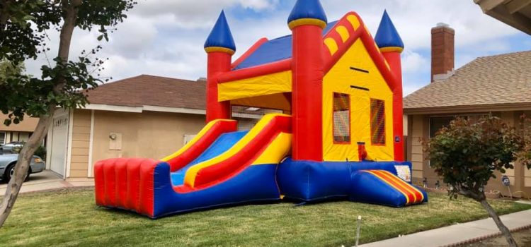 Large bounce house combo slide