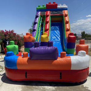 18 foot waterslide, lego waterslide, block slide